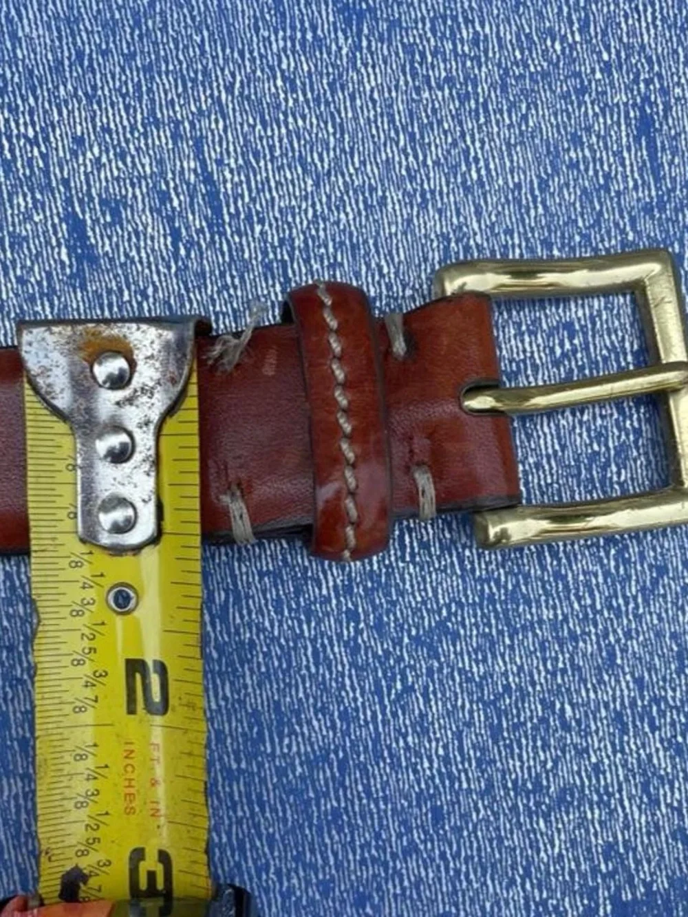 Men's Classic Leather Belt in Brown by Lands End Size 40